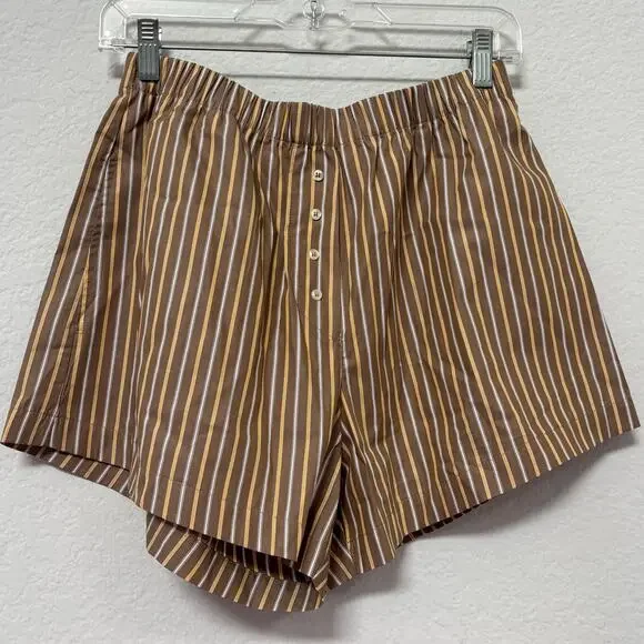 Leset Yoshi Boxer Shorts Mocha Brown Stripe Pull On Size Medium